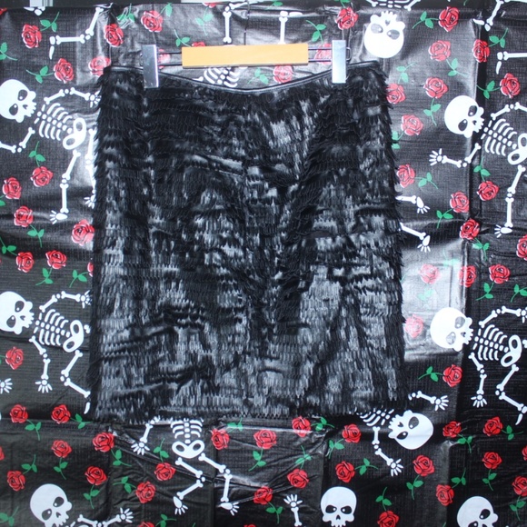 Max Studio Black Fringe Punk Metal Chic Skirt - Picture 3 of 4